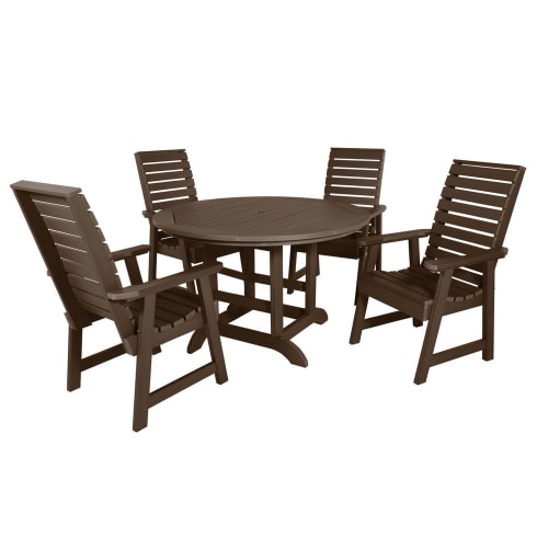 Sequoia Professional Aurora Round Dining Set, 5 Piece Set, Weathered Acorn